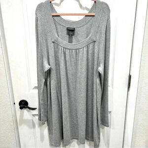 Lane Bryant boxed neck grey pleated sweater long length /lines plus size 22/24